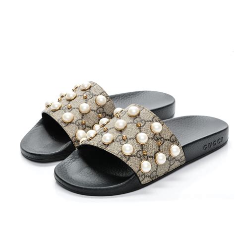 guccy pearl sandal|gucci rubber sandals.